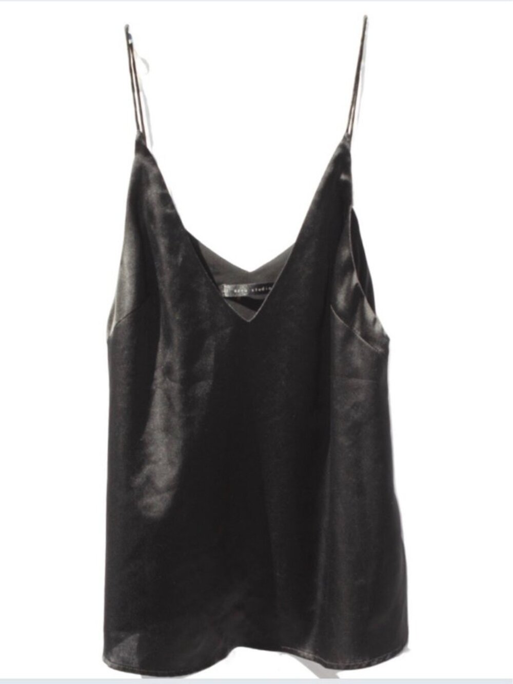 Ecru Studios Silky Metallic Black Top